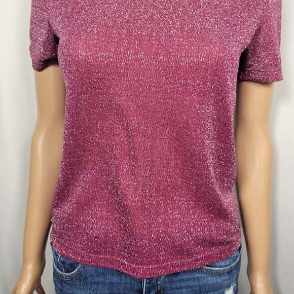 Seven Seven Women's Sparkly Berry Pink Short Sleeve Top in a Size Small - Picture 4 of 10